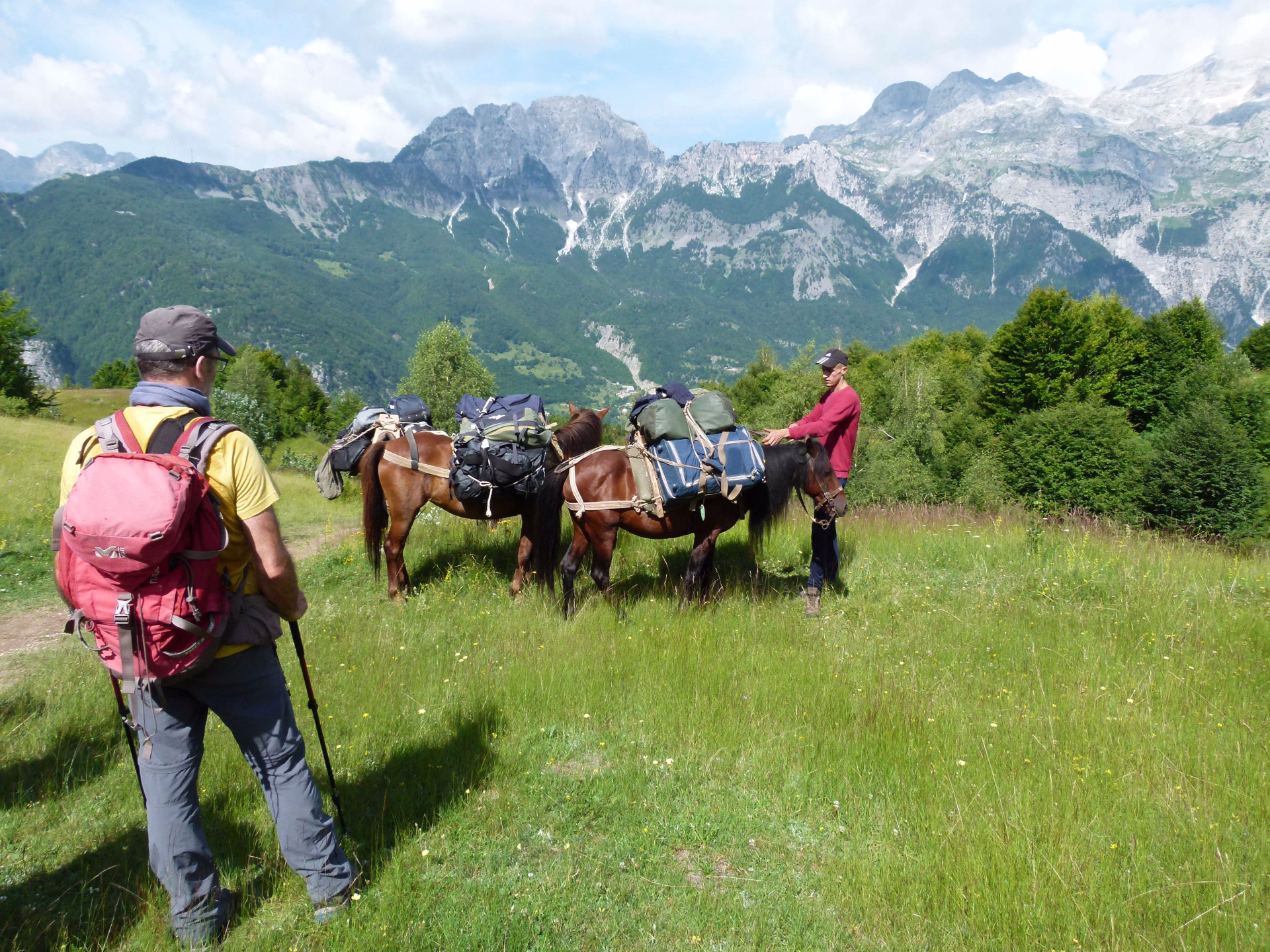 Albanie, les mules portent les sacs