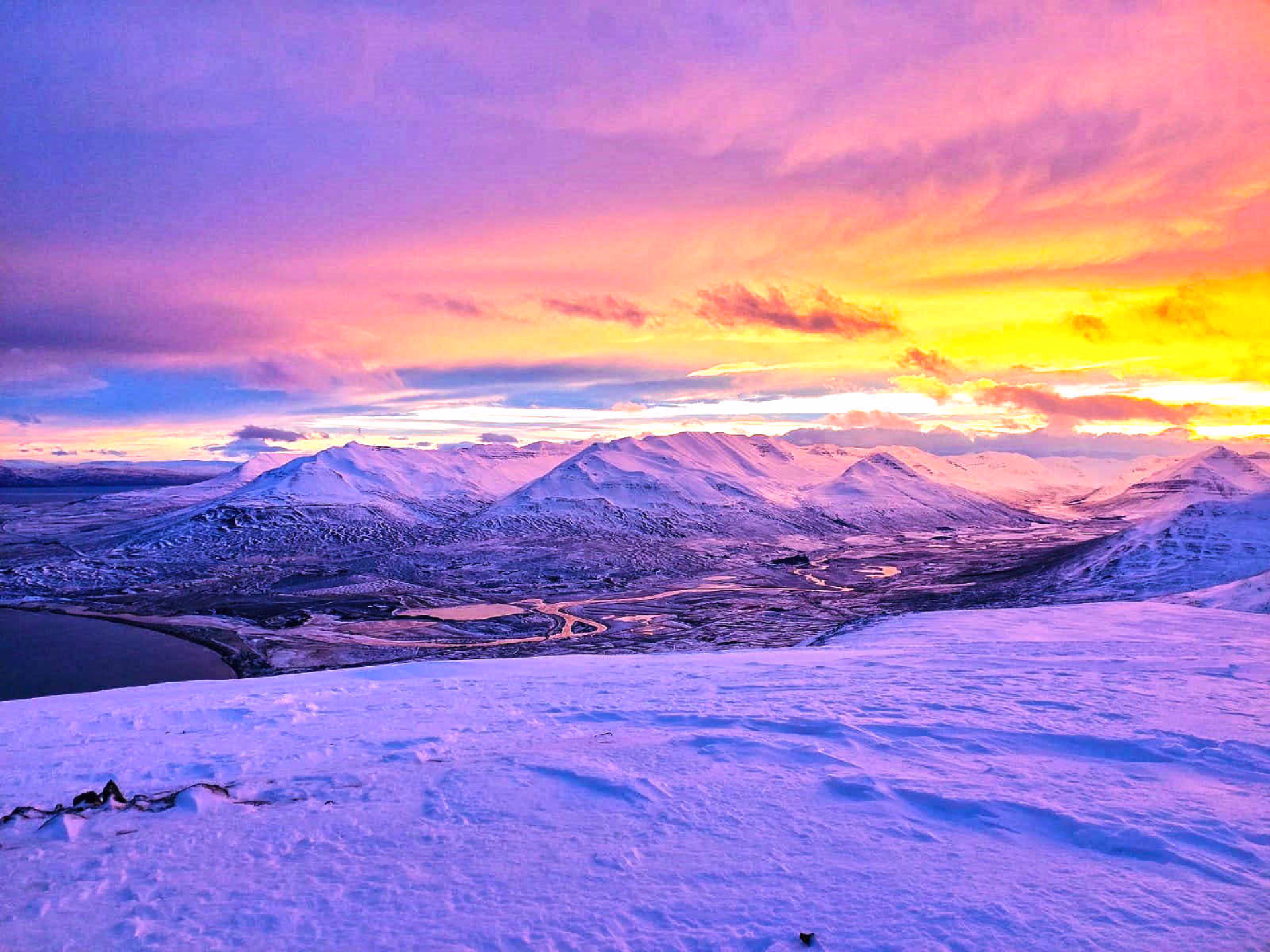 Paysage de l'Islande du Nord en Hiver