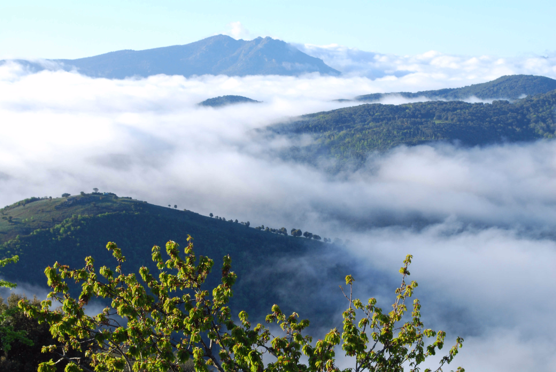Montagnes corses dans les nuages