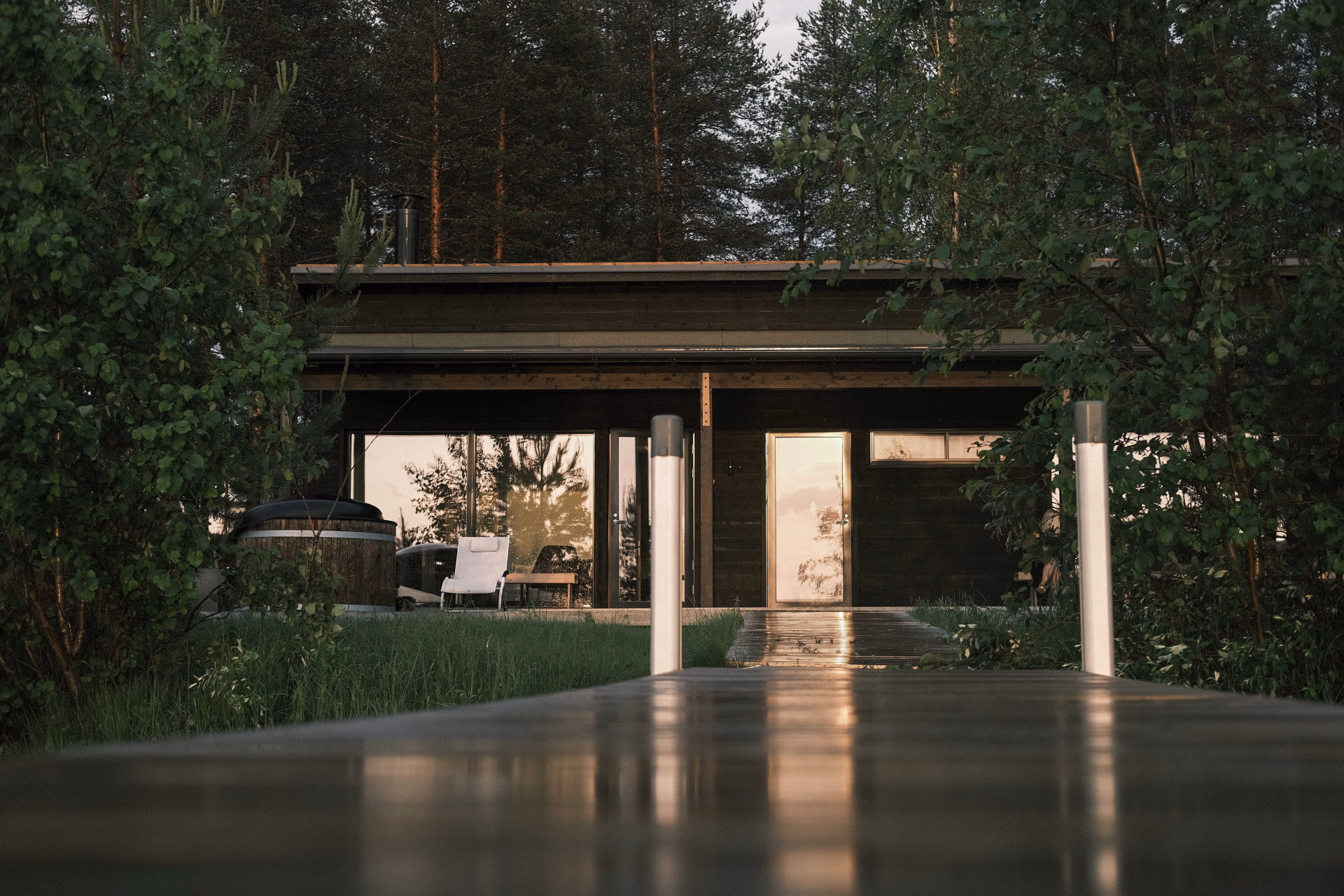 Notre sauna finlandais l'été durant le soleil de minuit