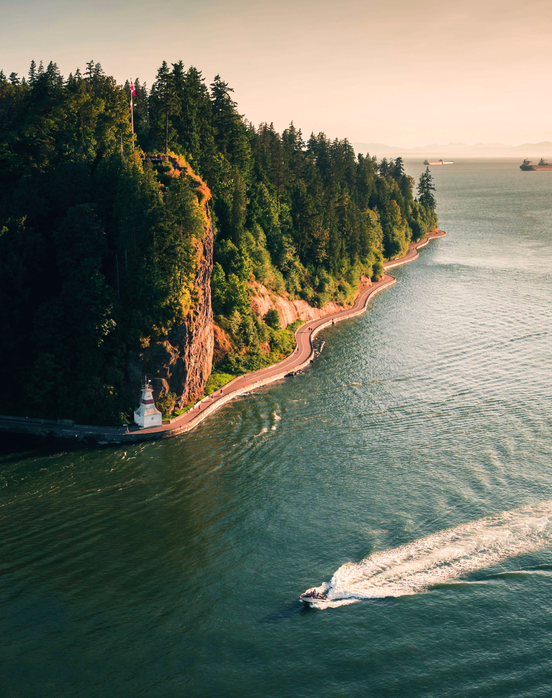 Stanley Park à Vancouver, vue depuis le Lions Gate Bridge
