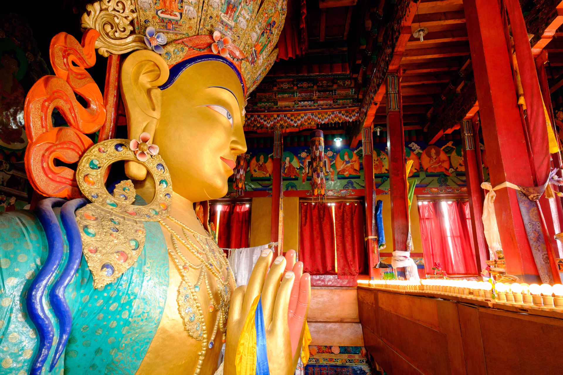 Statue de Bouddha, monastère de Thiksey, Leh