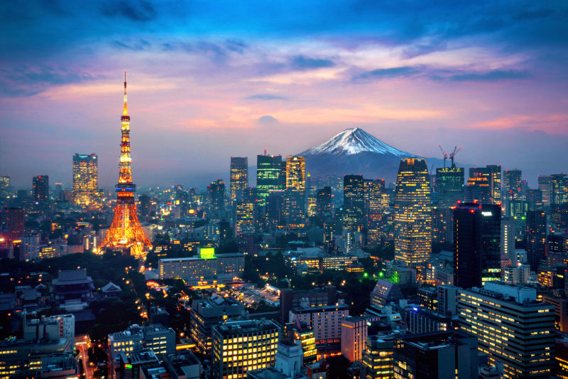 La ville de Tokyo et le Mont Fuji en arrière plan