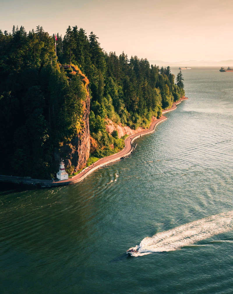 Stanley Park à Vancouver, vue depuis le Lions Gate Bridge