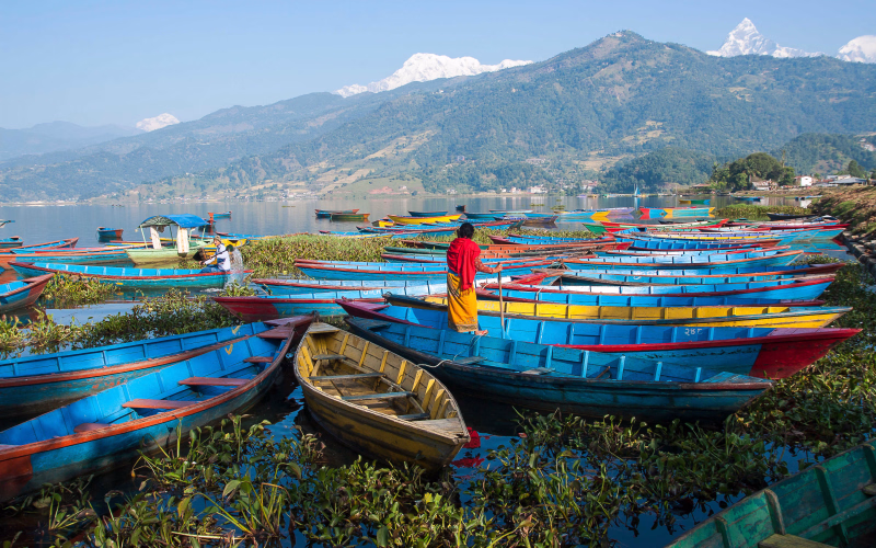 Vue sur le lac de Pokhara