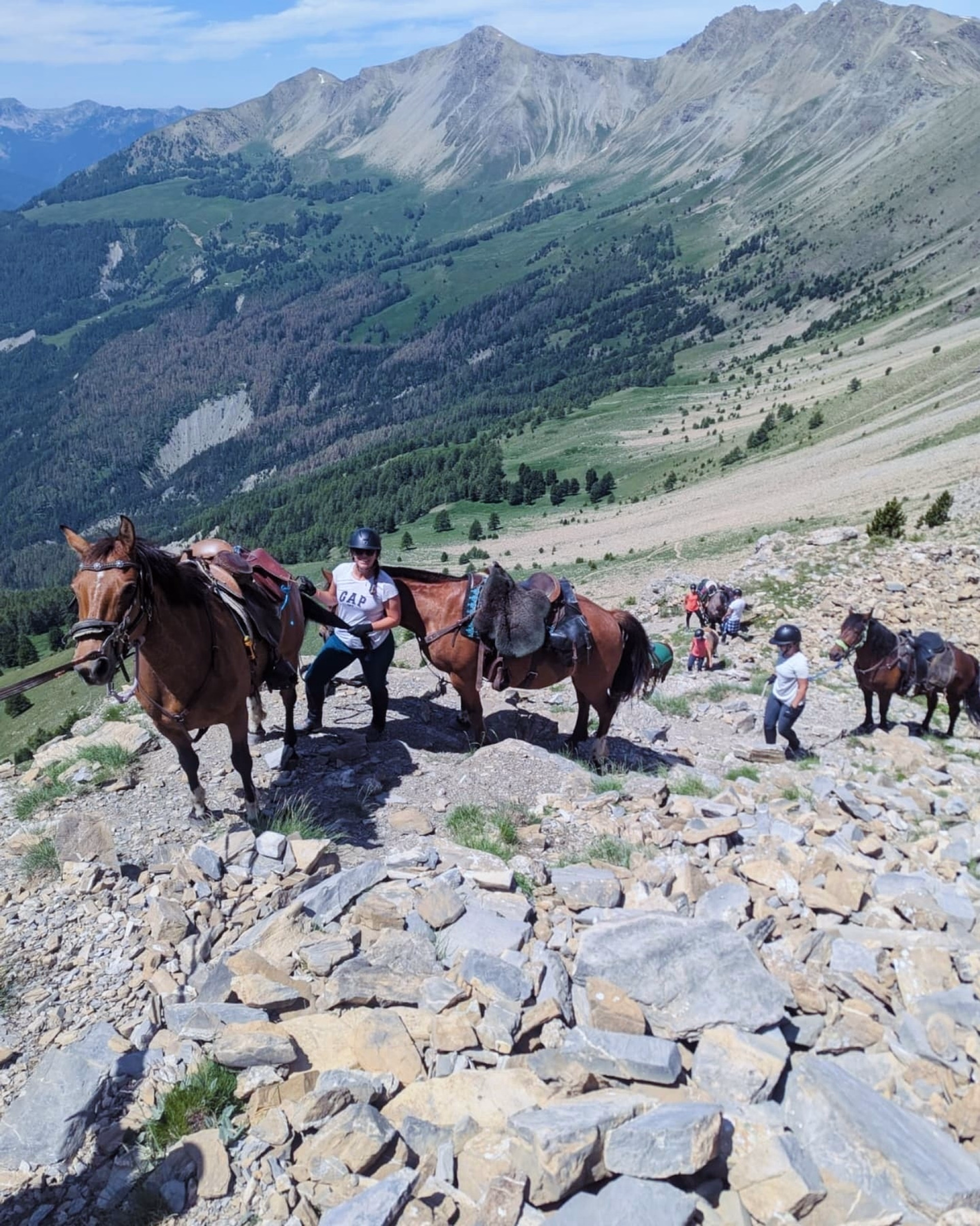Randonnée équestre et bivouac dans les Alpes, entre France et Italie