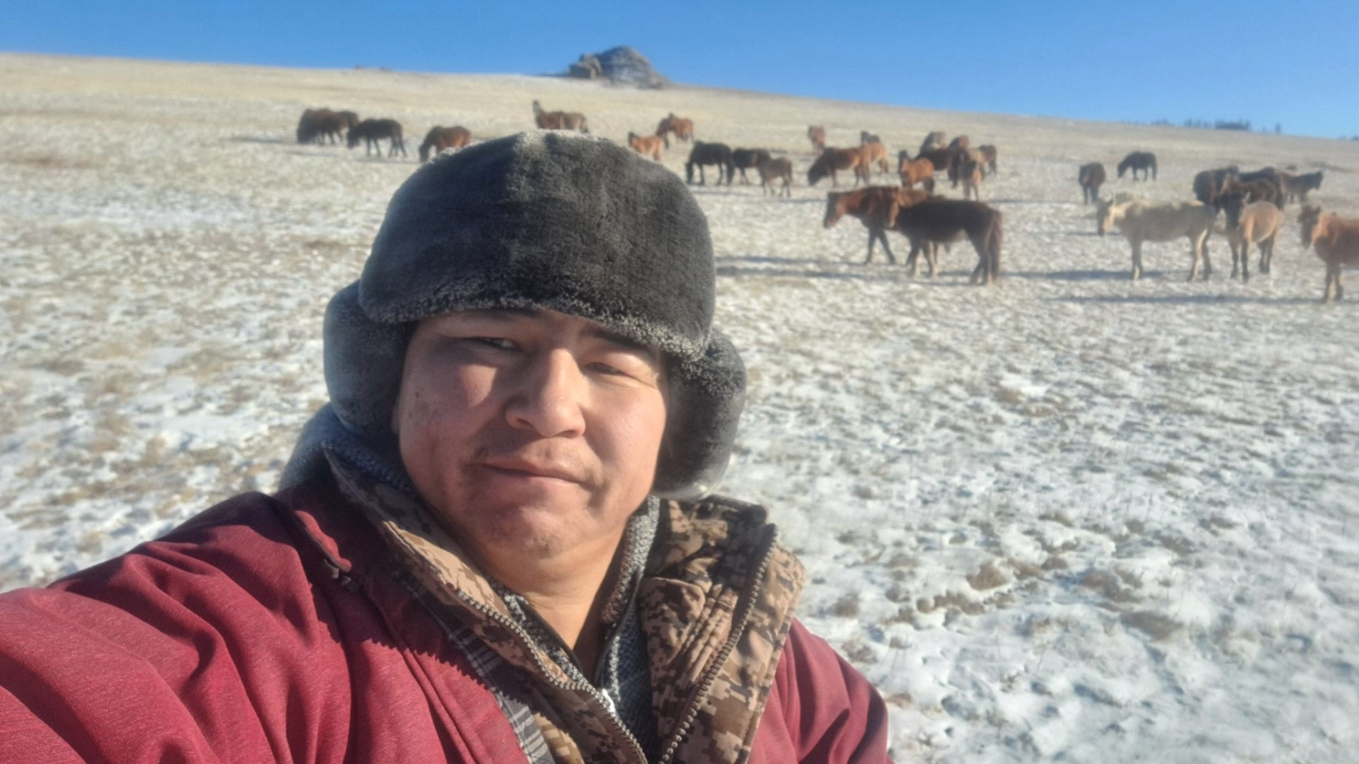 Randonnée à cheval en hiver en Mongolie