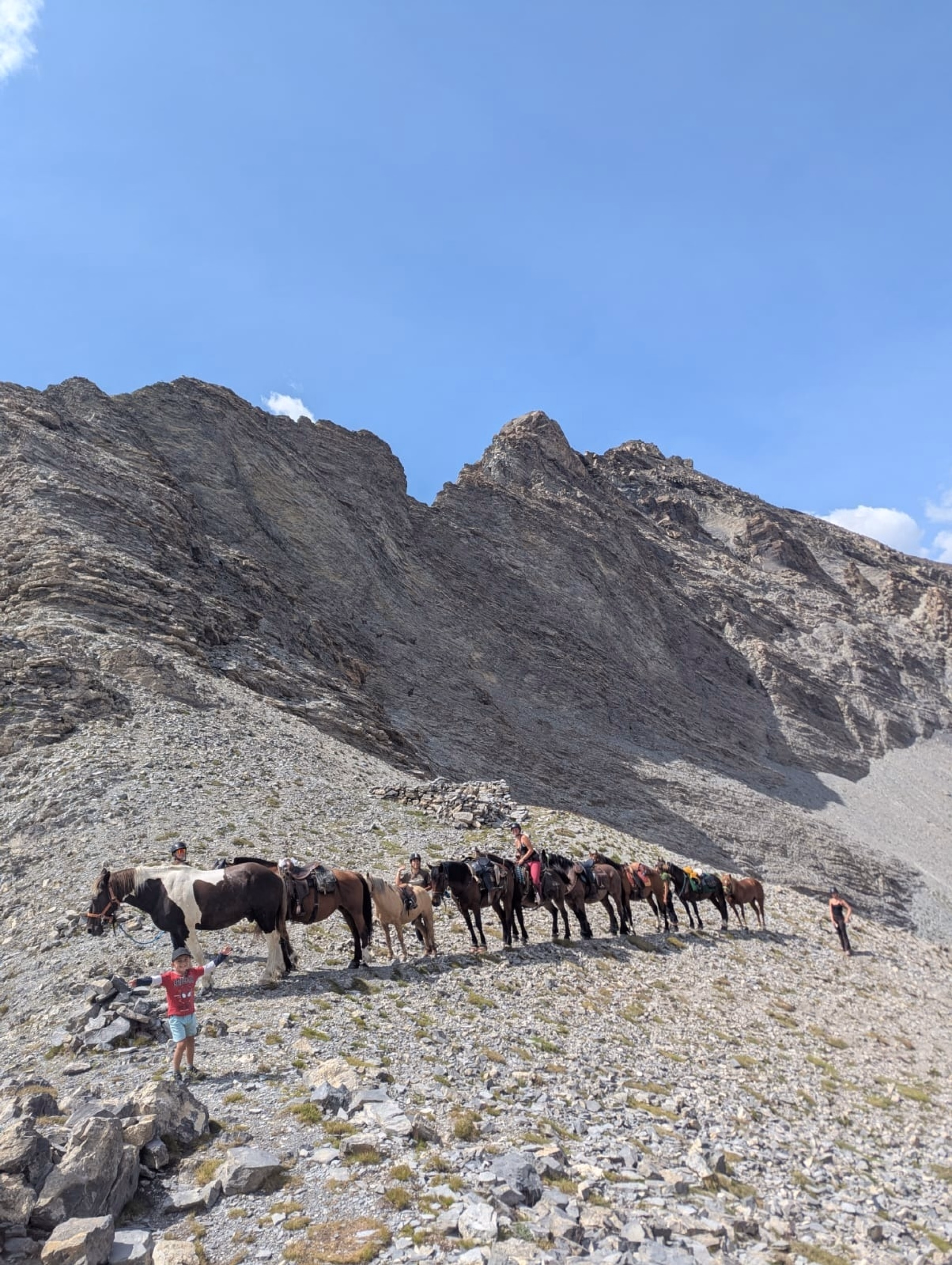Randonnée équestre et bivouac dans les Alpes, entre France et Italie