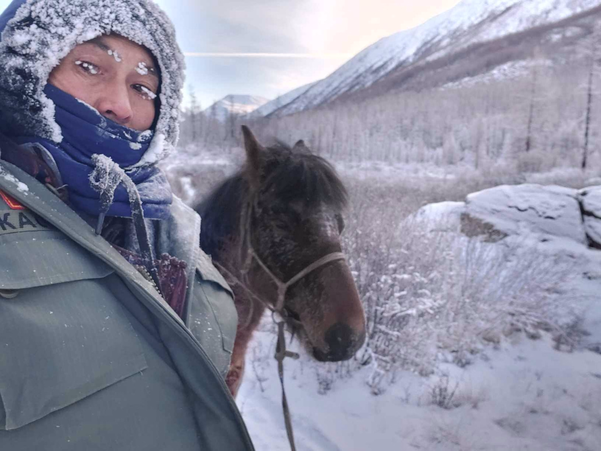 Randonnée à cheval en hiver en Mongolie