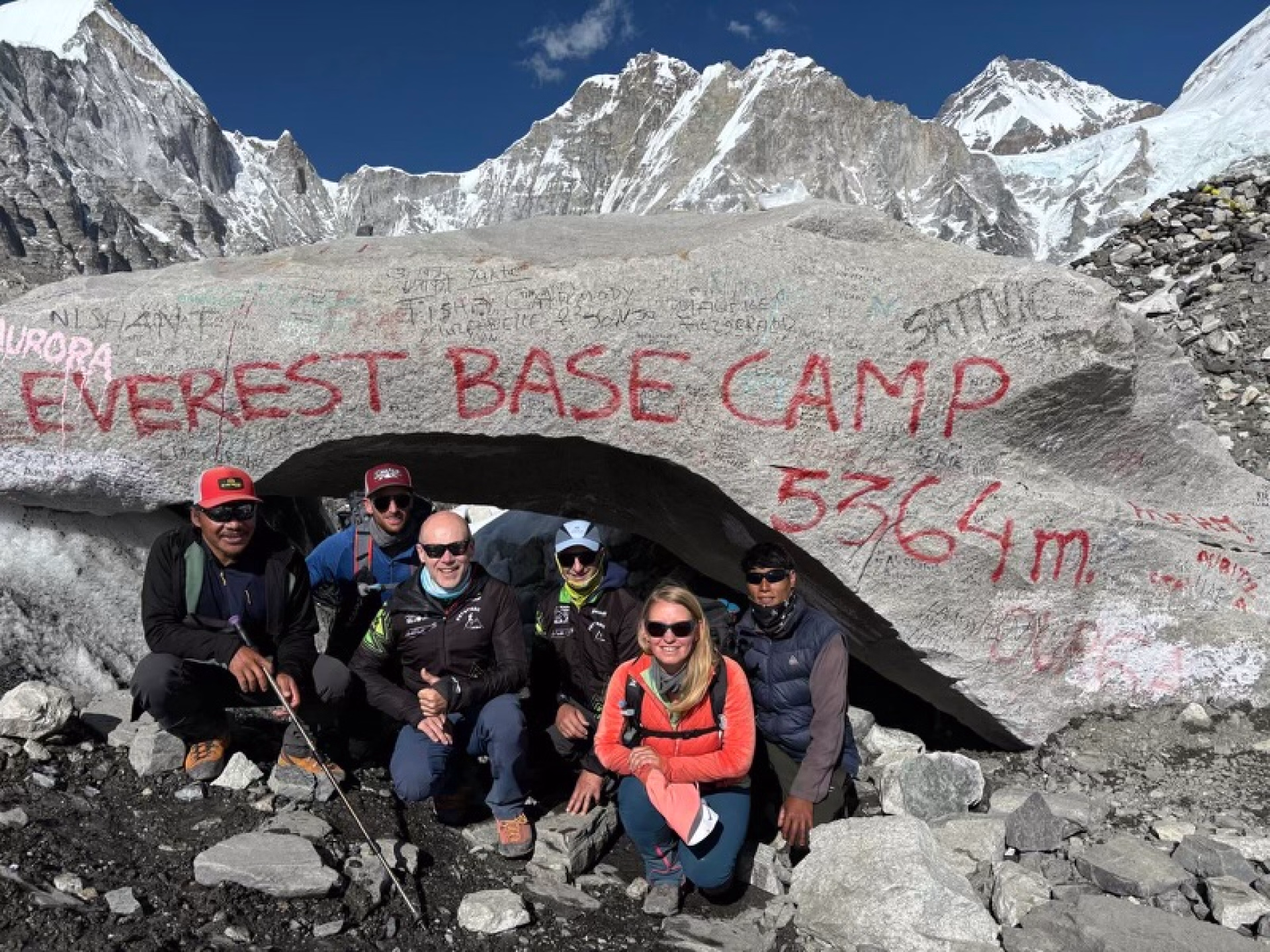 Photo de groupe pendant un trek au Népal