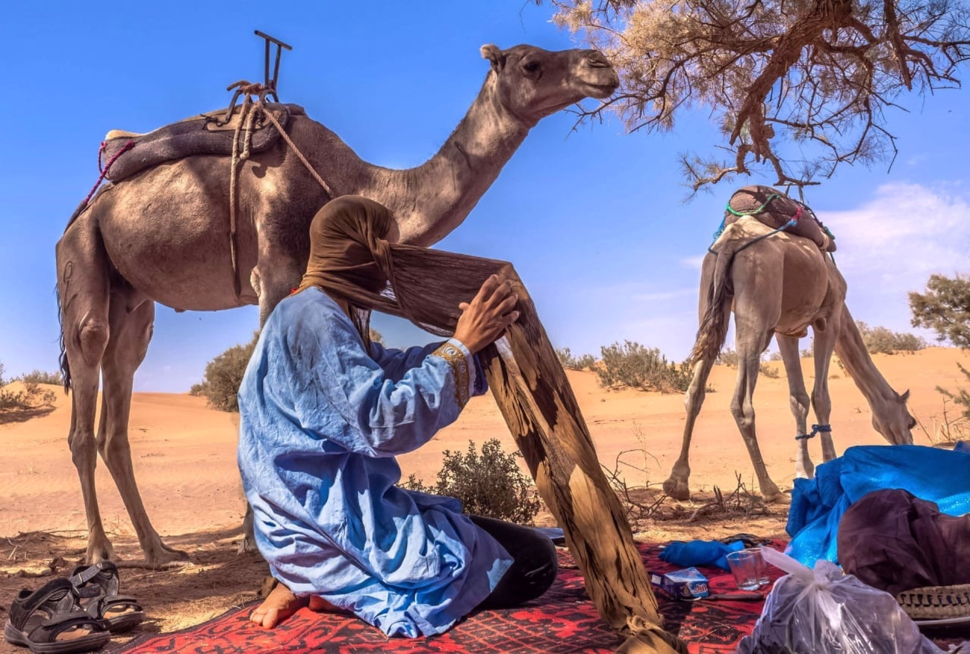 Randonnée avec des nomades dans le désert marocain