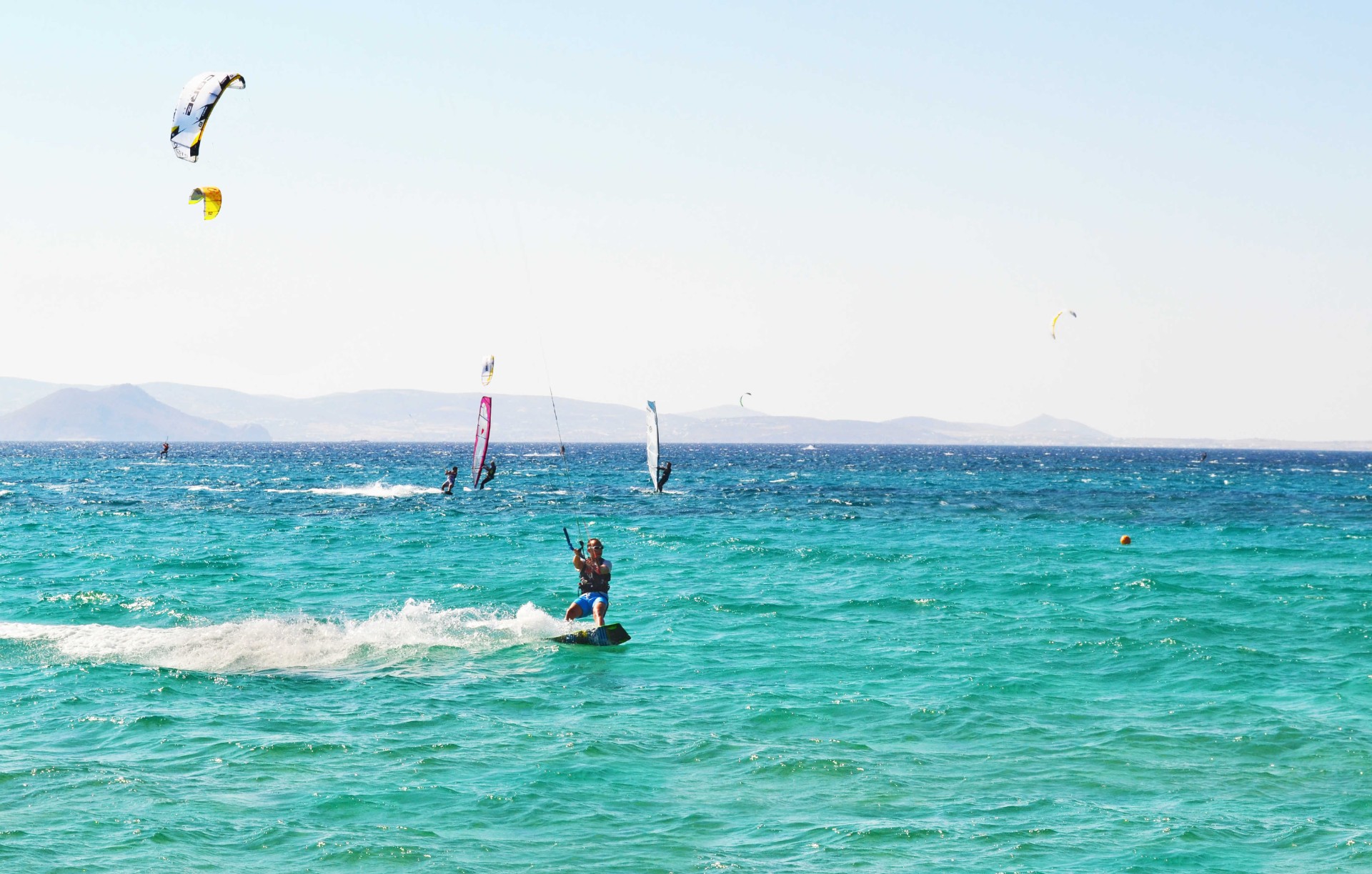 Kitesurf sur l’île de Naxos, Cyclades, Grèce