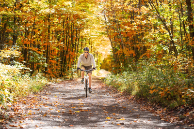 cycliste sur un sentier en forêt dans l'essonne
