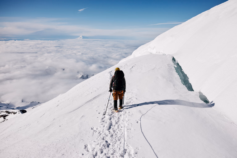 Alpiniste sur l'ascension du Mont-Blanc