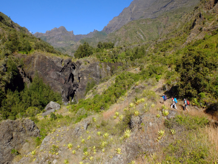 Randonneurs à l'île de la Réunion